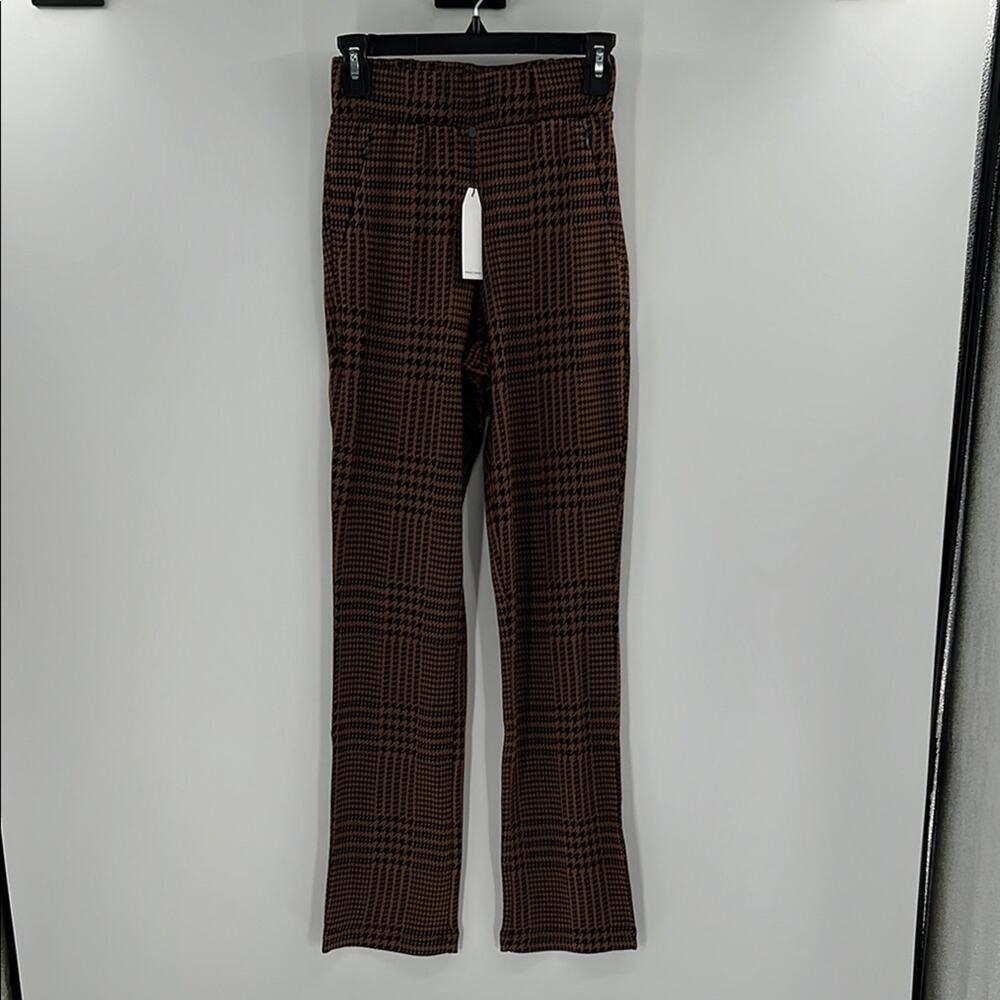 Universal Standard Women's Smart Elastic Waist Ponte Pants - Tan Houndstooth 4XS